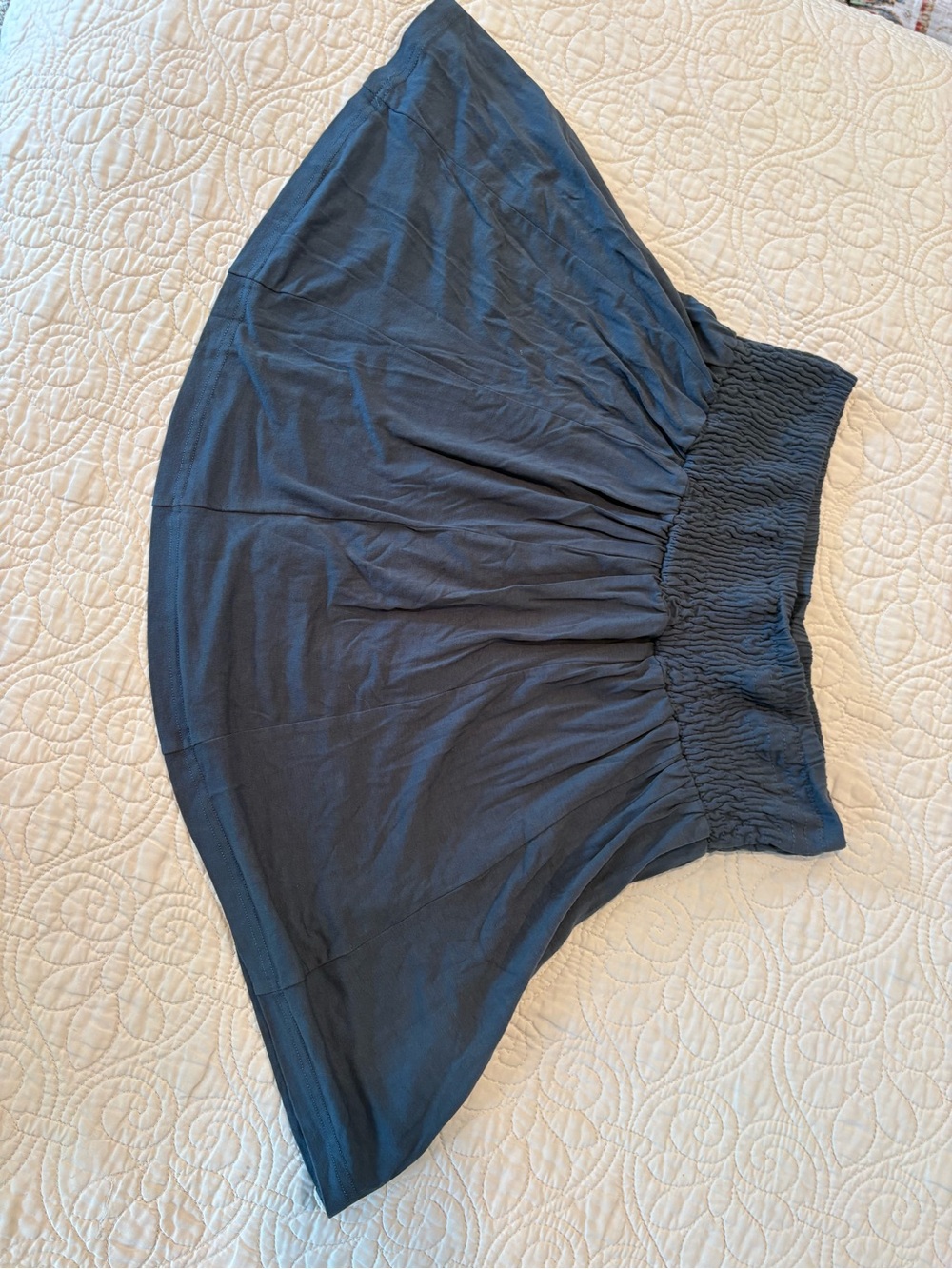 Earthbound Smocked Waist Flowy Navy Skirt